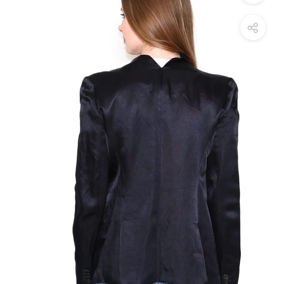 Theyskens Theory cupro Tuxedo Blazer SZ Small? Navy Blue $690 - Picture 2 of 9